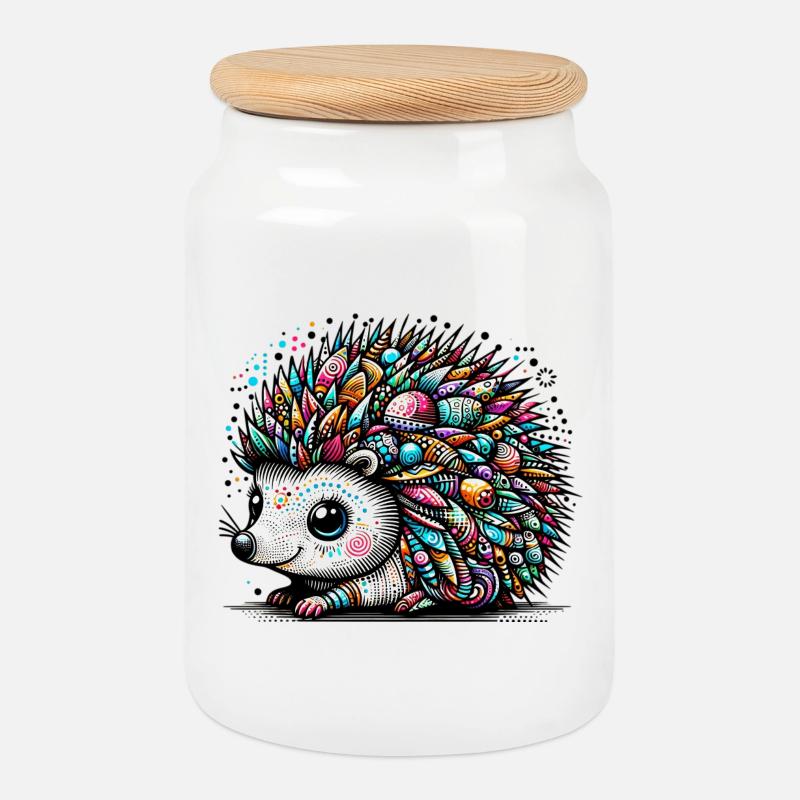 Igel - Keksdose mit Holzdeckel - Weiß