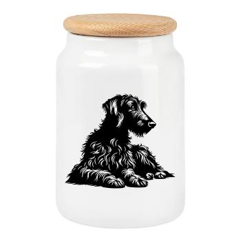 Lévrier écossais - Boîte à biscuits avec couvercle en bois - blanc - Devant