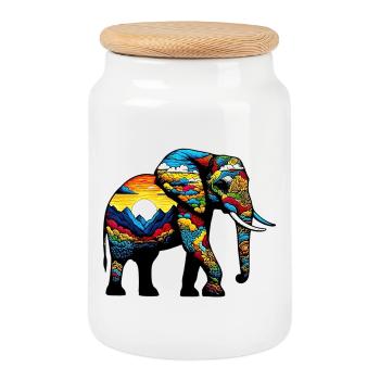 Elefant - Keksdose mit Holzdeckel - Weiß - Vorne