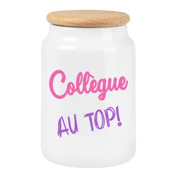 COLLEGUE. RETRAITE. RETRAITE. RETRAITEE - Boîte à biscuits avec couvercle en bois - blanc - Devant