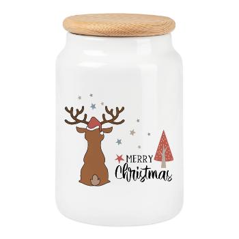 Great design for Christmas - Cookie Jar with Wooden Lid - white - Front