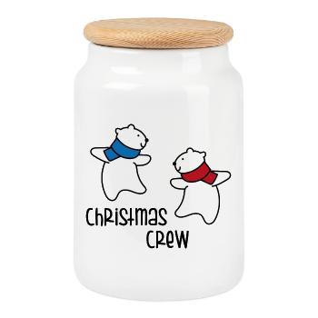 Équipage de Noël - Boîte à biscuits avec couvercle en bois - blanc - Devant