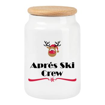 Après-ski - Boîte à biscuits avec couvercle en bois - blanc - Devant