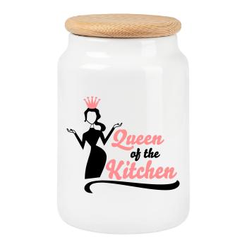 Fun gifts for women who love to cook - Cookie Jar with Wooden Lid - white - Front