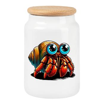 Bernard-l'ermite - Boîte à biscuits avec couvercle en bois - blanc - Devant