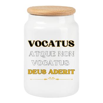 Vocatus Deus Aderit - Keksdose mit Holzdeckel - Weiß - Vorne