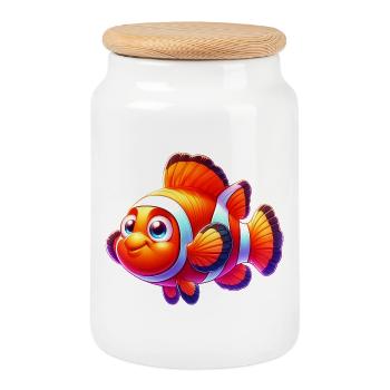Clownfish - Cookie Jar with Wooden Lid - white - Front