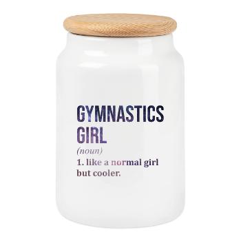 Gymnastics - Cookie Jar with Wooden Lid - white - Front