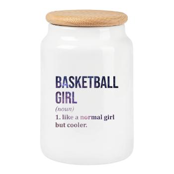 Basketball - Cookie Jar with Wooden Lid - white - Front