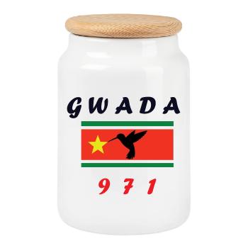 Gwada971 - Boîte à biscuits avec couvercle en bois - blanc - Devant