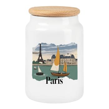 Paris : ses voiliers d’époque - Boîte à biscuits avec couvercle en bois - blanc - Devant
