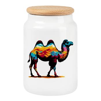Camel - Cookie Jar with Wooden Lid - white - Front