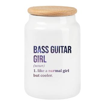 guitare basse - Boîte à biscuits avec couvercle en bois - blanc - Devant
