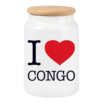 I LOVE CONGO - Cookie Jar with Wooden Lid - white - Front