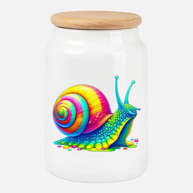 Schnecke - Keksdose mit Holzdeckel - Weiß