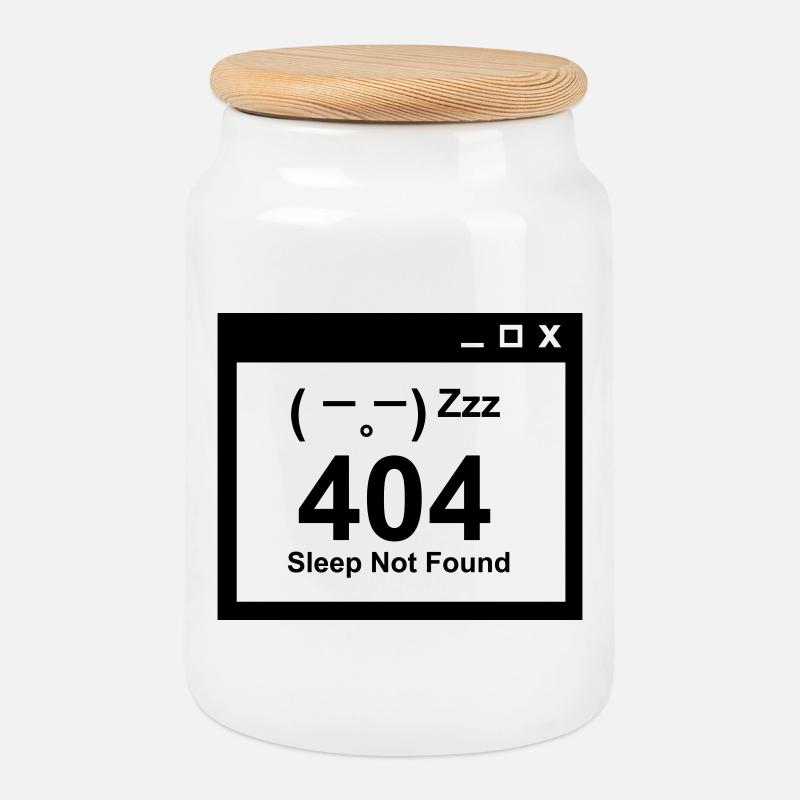 404 Sleep Not Found - Nerd Eltern Design - Keksdose mit Holzdeckel - Weiß