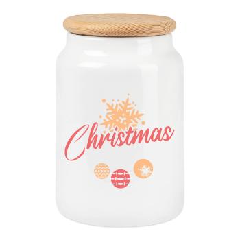 Noël Noël Poinsettia Boules d’arbre Hiver - Boîte à biscuits avec couvercle en bois - blanc - Devant