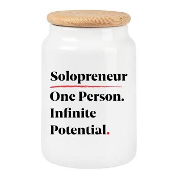 Solopreneur: Eine Person. Unendliches Potenzial. [B] - Keksdose mit Holzdeckel - Weiß - Vorne