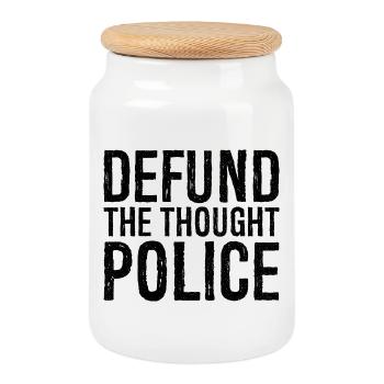 définancer la police de la pensée - Boîte à biscuits avec couvercle en bois - blanc - Devant