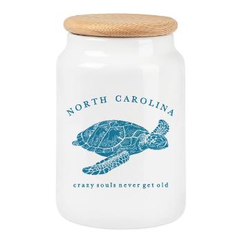 Nord Carolina Schildkröte Silhouette - Keksdose mit Holzdeckel - Weiß - Vorne