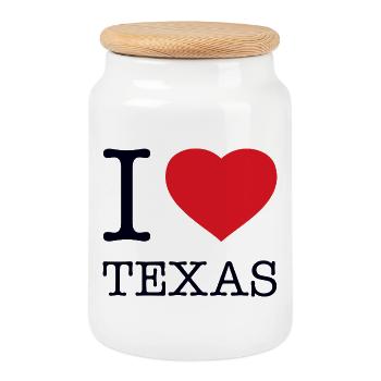 I LOVE TEXAS - Cookie Jar with Wooden Lid - white - Front