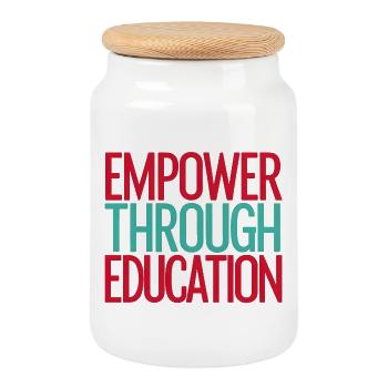 Empower Through Education - Keksdose mit Holzdeckel - Weiß - Vorne