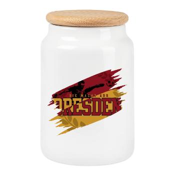 Football Dresden Fan Family - Boîte à biscuits avec couvercle en bois - blanc - Devant