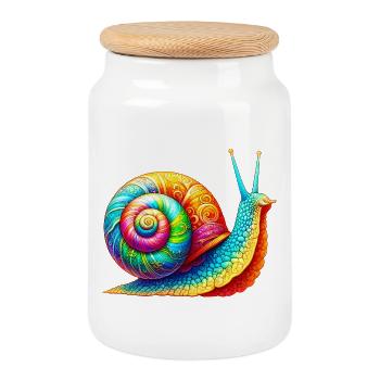 Schnecke - Keksdose mit Holzdeckel - Weiß - Vorne