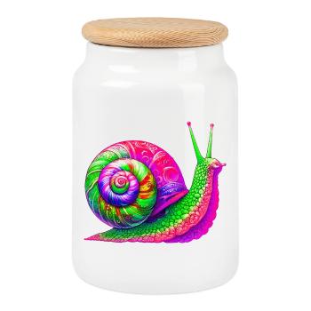 Snail - Cookie Jar with Wooden Lid - white - Front