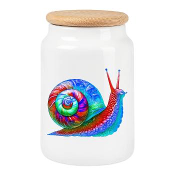 Snail - Cookie Jar with Wooden Lid - white - Front