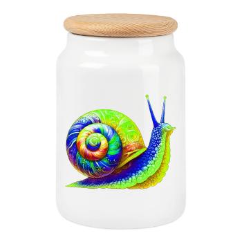 Snail - Cookie Jar with Wooden Lid - white - Front