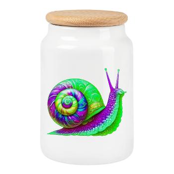 Snail - Cookie Jar with Wooden Lid - white - Front