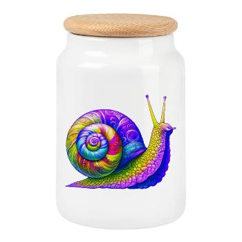 Snail - Cookie Jar with Wooden Lid - white - Front