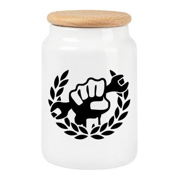 Maître mécanicien - Boîte à biscuits avec couvercle en bois - blanc - Devant
