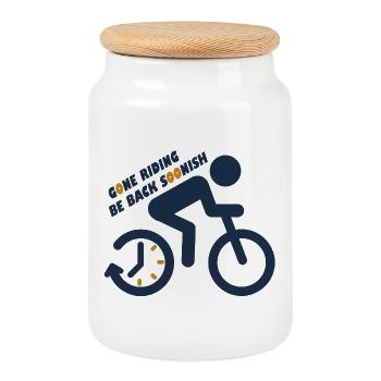 Motivational cycling message - Cookie Jar with Wooden Lid - white - Front