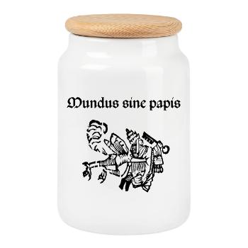 Mundus sine papis - Cookie Jar with Wooden Lid - white - Front