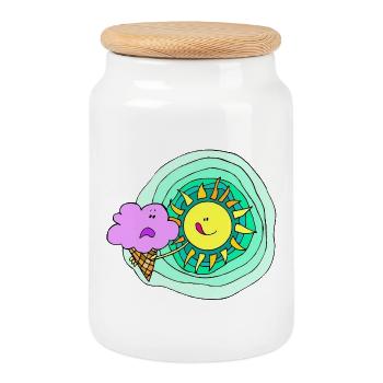 Baby Collection Summer Sun 05 - Cookie Jar with Wooden Lid - white - Front