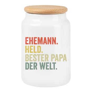 Bester Papa der Welt - Keksdose mit Holzdeckel - Weiß - Vorne