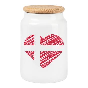 I Love Denmark With Denmark Flag In a Heart Shirt - Keksdose mit Holzdeckel - Weiß - Vorne