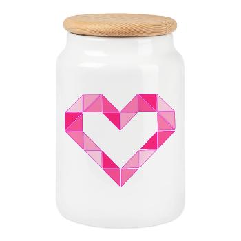 Geometric Love - Pink Edition - Cookie Jar with Wooden Lid - white - Front