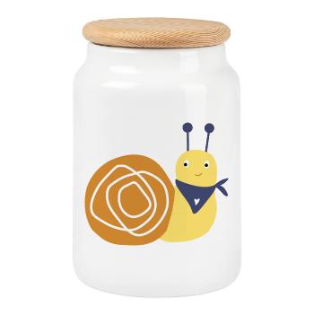 Snail Power for Kids | Birthday, Gift - Cookie Jar with Wooden Lid - white - Front