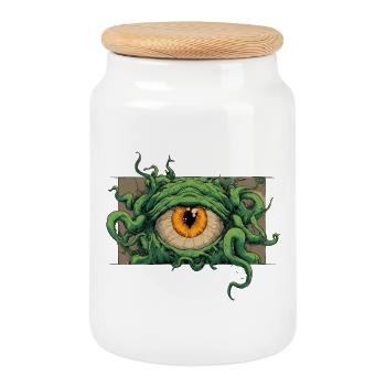 Eyeball monster - Cookie Jar with Wooden Lid - white - Front