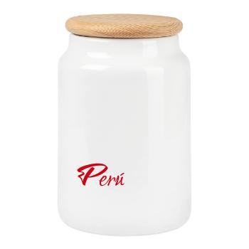 Machu Picchu - Peru - llama - Cookie Jar with Wooden Lid - white - Front