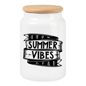 Ambiance estivale | Graphique vectoriel - Boîte à biscuits avec couvercle en bois - blanc - Devant