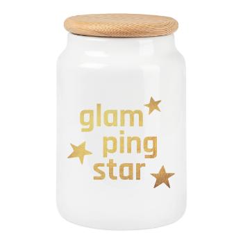 Glamping Star Star Camping Or Luxe Cool Fan - Boîte à biscuits avec couvercle en bois - blanc - Devant