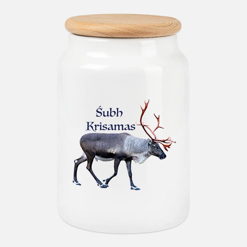 Subh Krisamas - Boîte à biscuits avec couvercle en bois - blanc