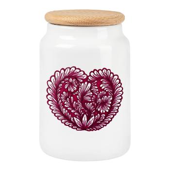 A design that connects – painted by hand! - Cookie Jar with Wooden Lid - white - Front