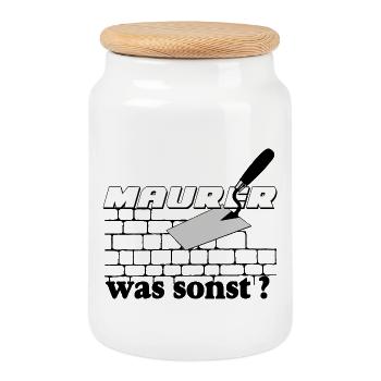 Masonry Construction Logo - Cookie Jar with Wooden Lid - white - Front