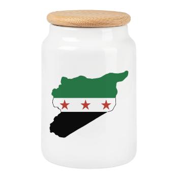 Drapeau et carte de la Syrie علم وخريطة سورية - Boîte à biscuits avec couvercle en bois - blanc - Devant