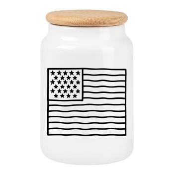 USA Flagge - Keksdose mit Holzdeckel - Weiß - Vorne